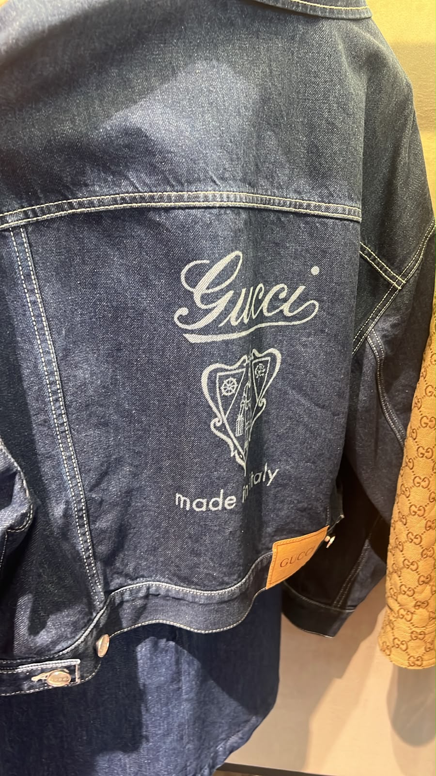 Denim Jacket with Logo and Crest