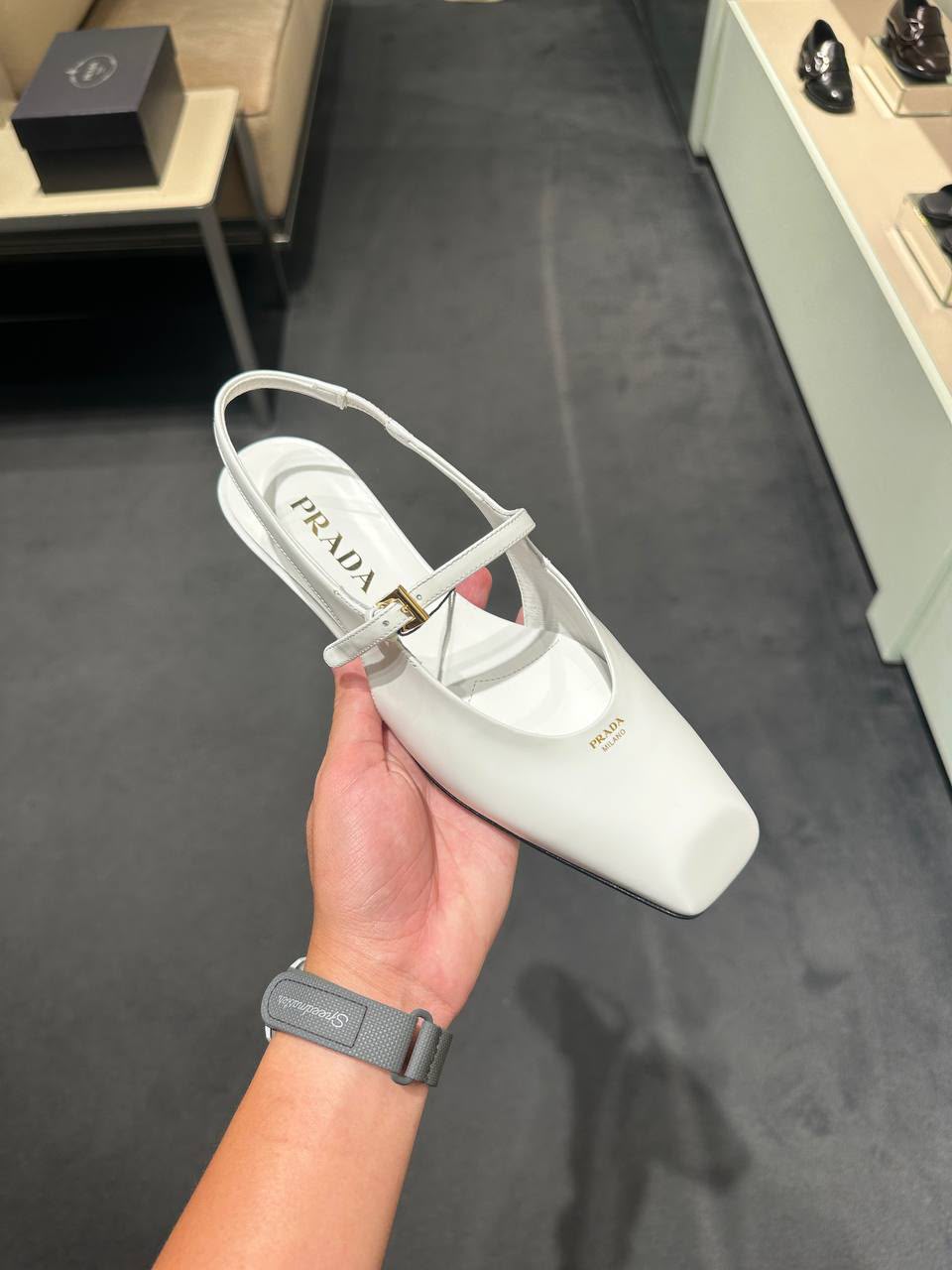 Brushed Leather Slingback Pumps
