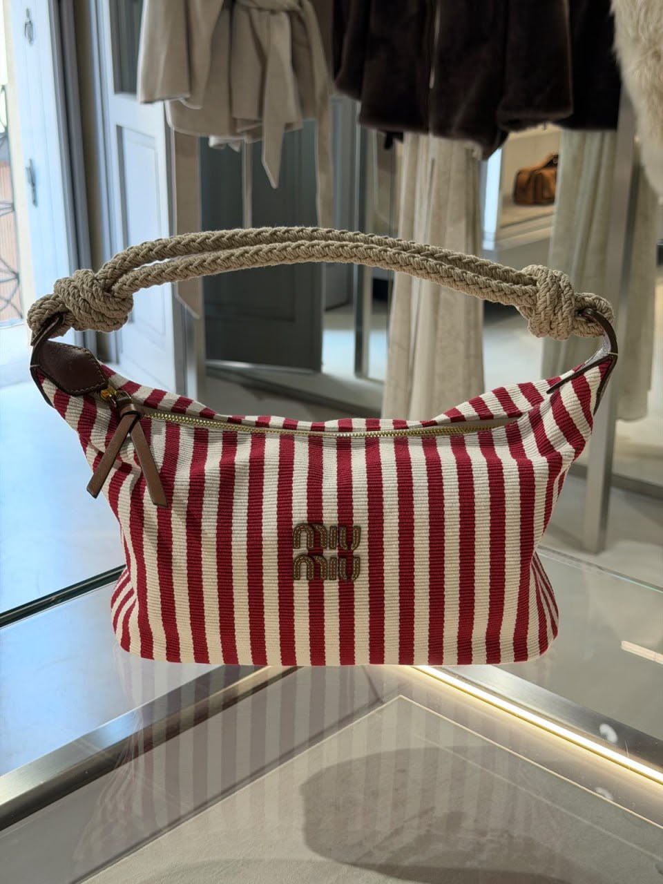 Striped Canvas Hobo Bag