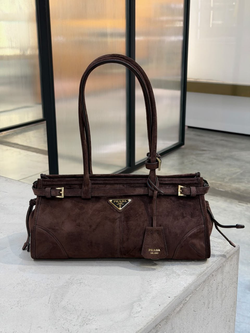 Buckle Suede Handbag