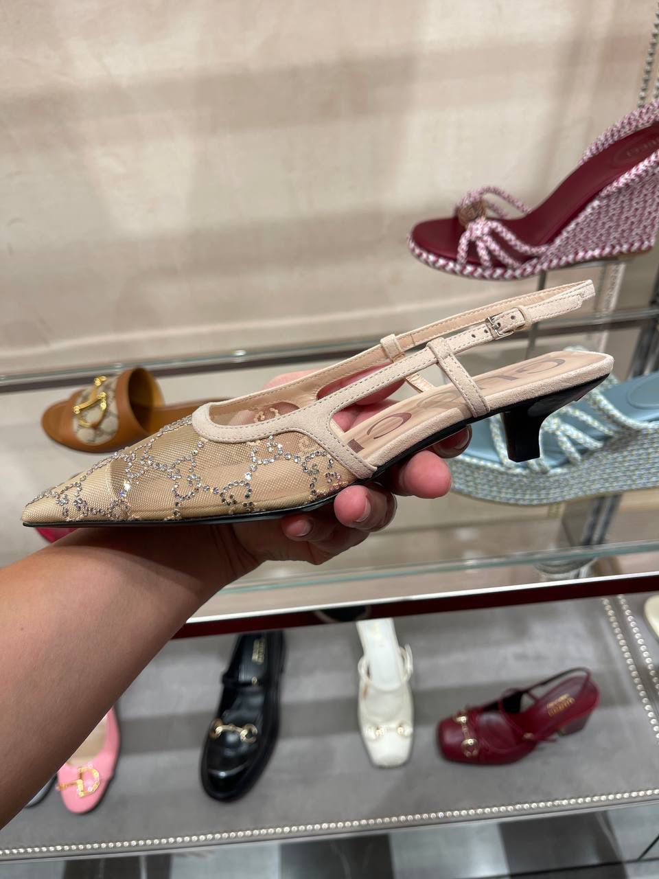 GG Crystal Slingback Pump