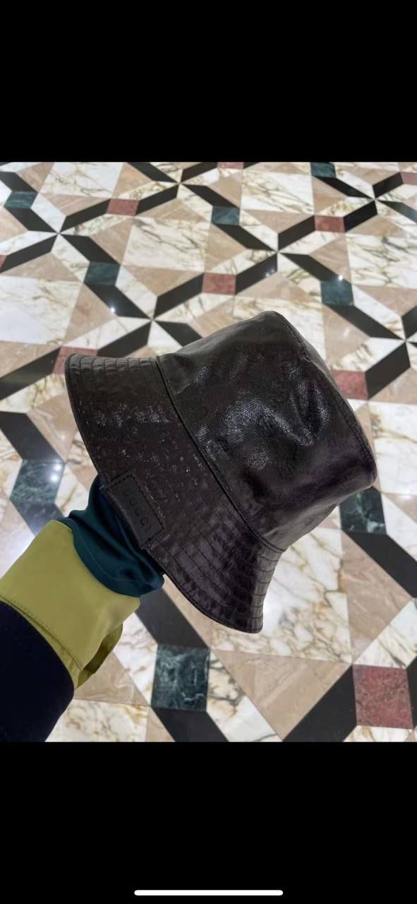 Gucci Crocodile Effect Leather Bucket Hat