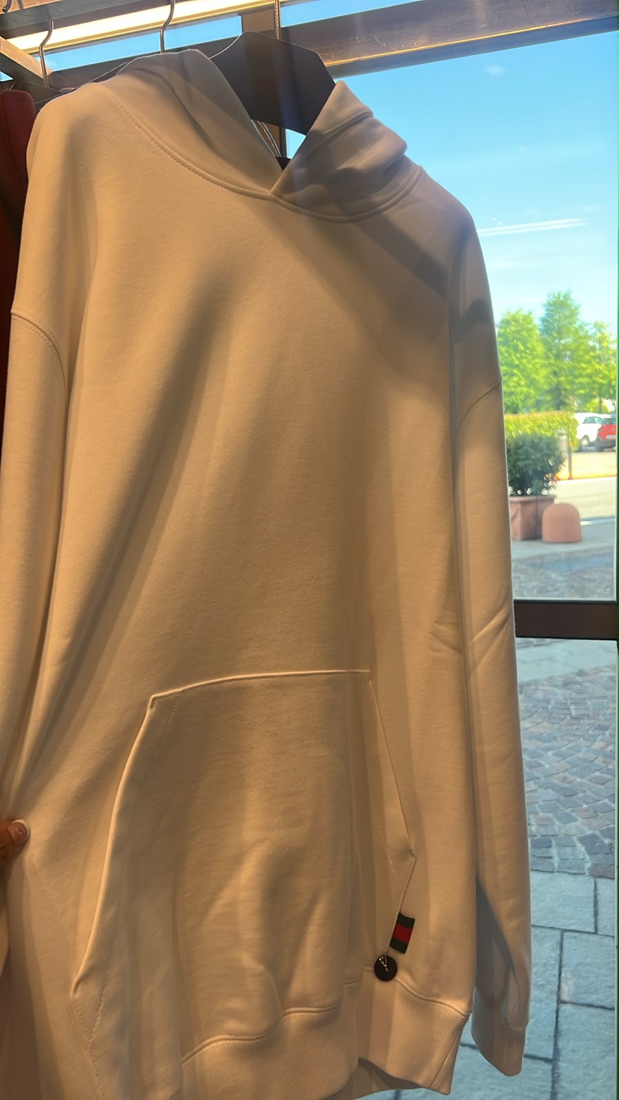 Heavy Cotton Hooded Sweatshirt with Web Detail