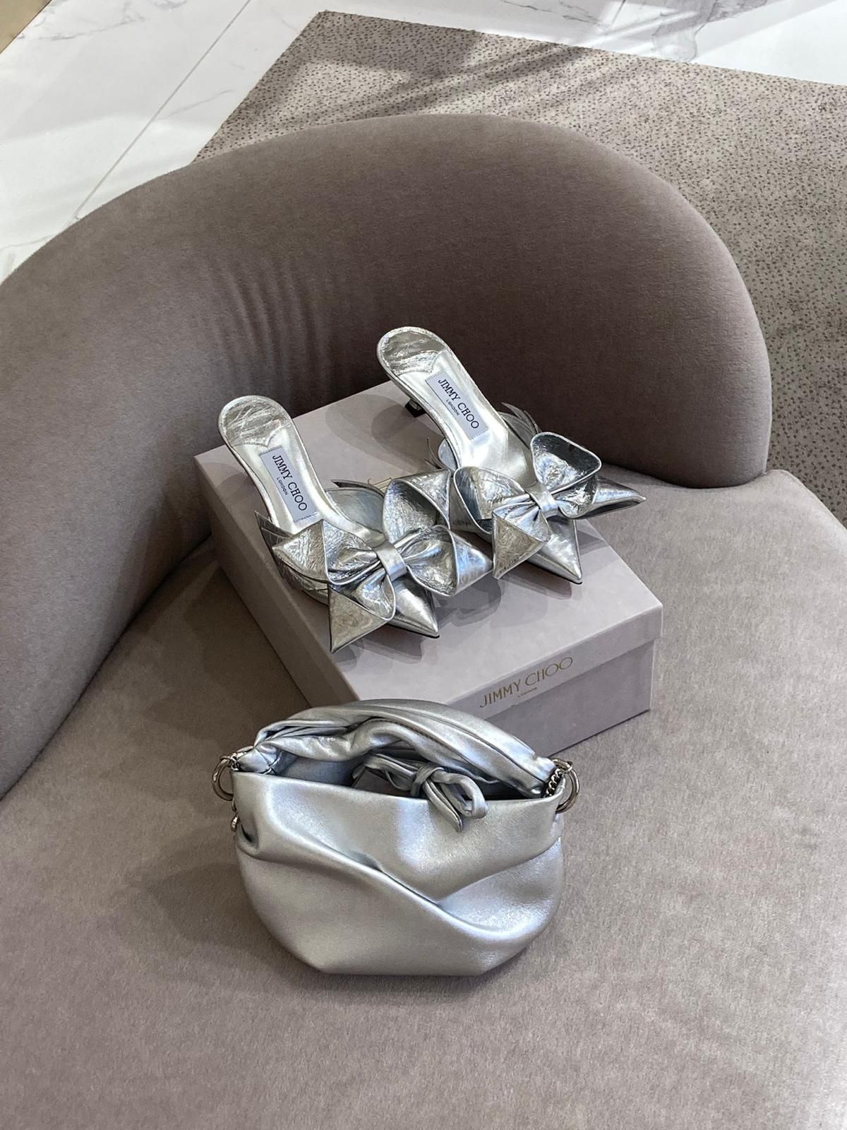 Aurelie 65 Silver Metallic Nappa Leather Pumps