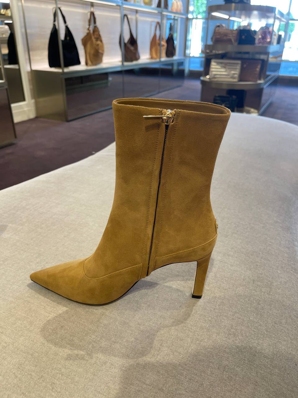 Suede Pointed-Toe Ankle Boot