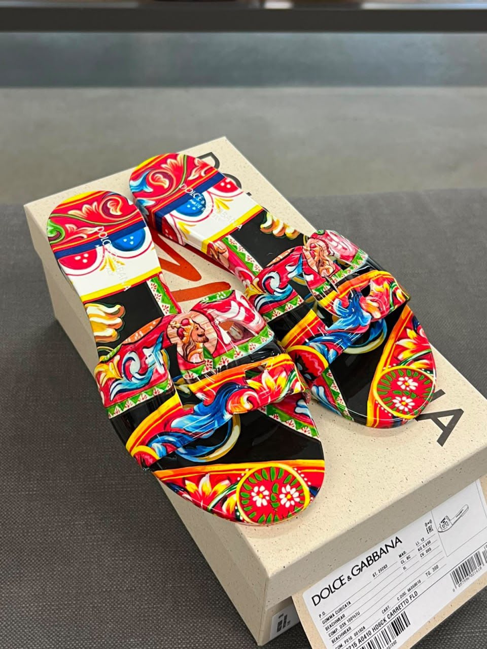Carretto Print Rubber Slides