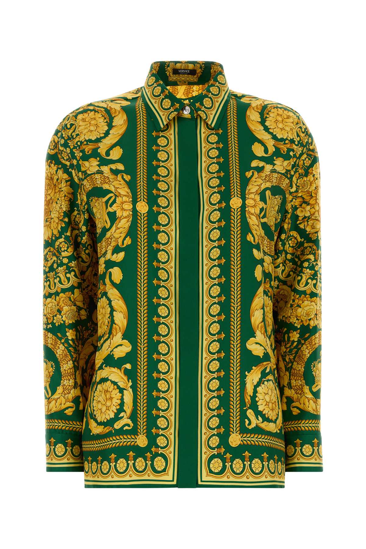 VERSACE FORMAL SHIRT TWILL SILK FABRIC WITH BAROQUE HERITA For Women Fodera: 100% Silk
