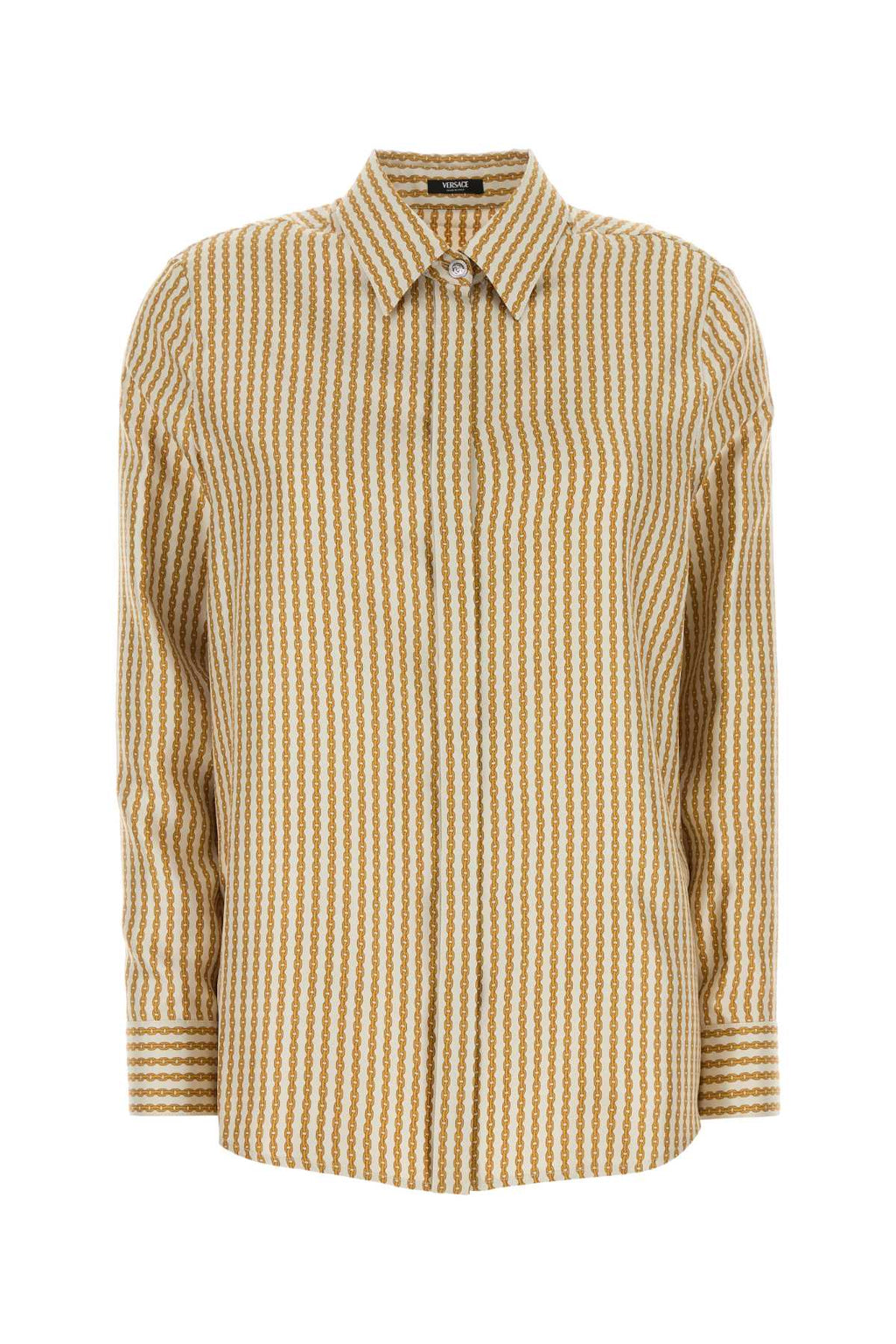 VERSACE FORMAL SHIRT PINSTRIPE CHAIN ON RESPONSIBLE SILK T For Women Exterior: 100% Silk