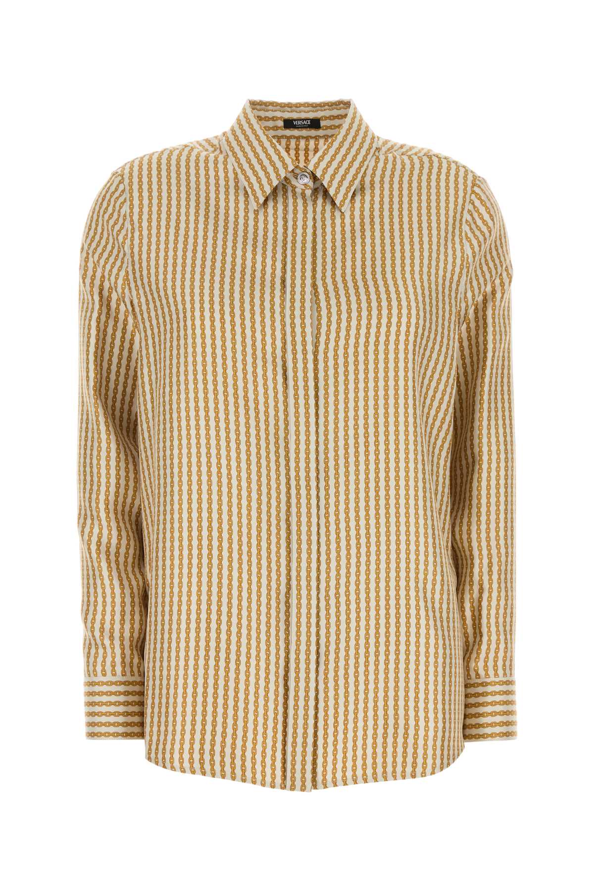 VERSACE FORMAL SHIRT PINSTRIPE CHAIN ON RESPONSIBLE SILK T For Women Exterior: 100% Silk