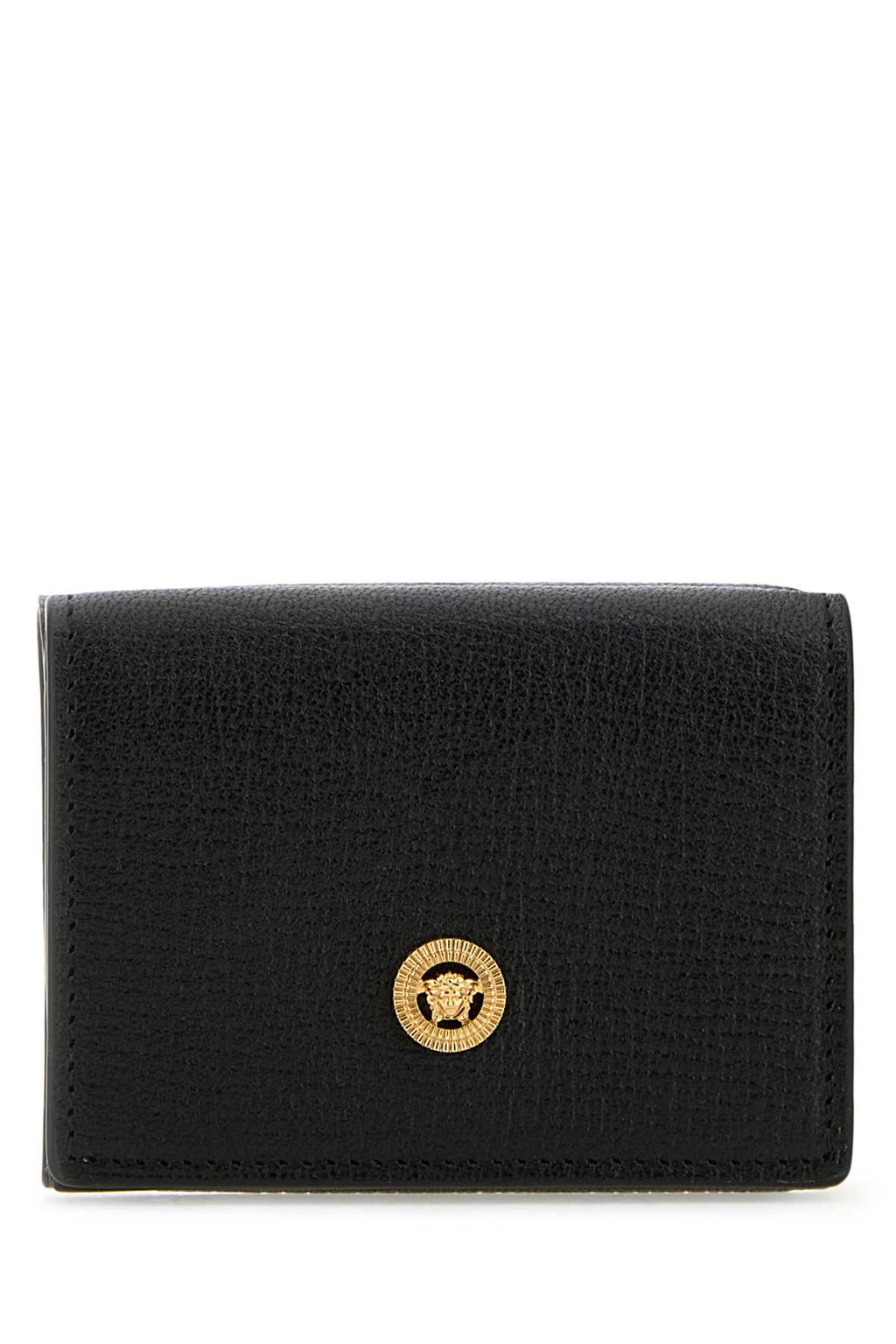 VERSACE TRIFOLD WALLET GOAT LEATHER For Men Exterior: 100% Ovine leather Finishing: Golden metal