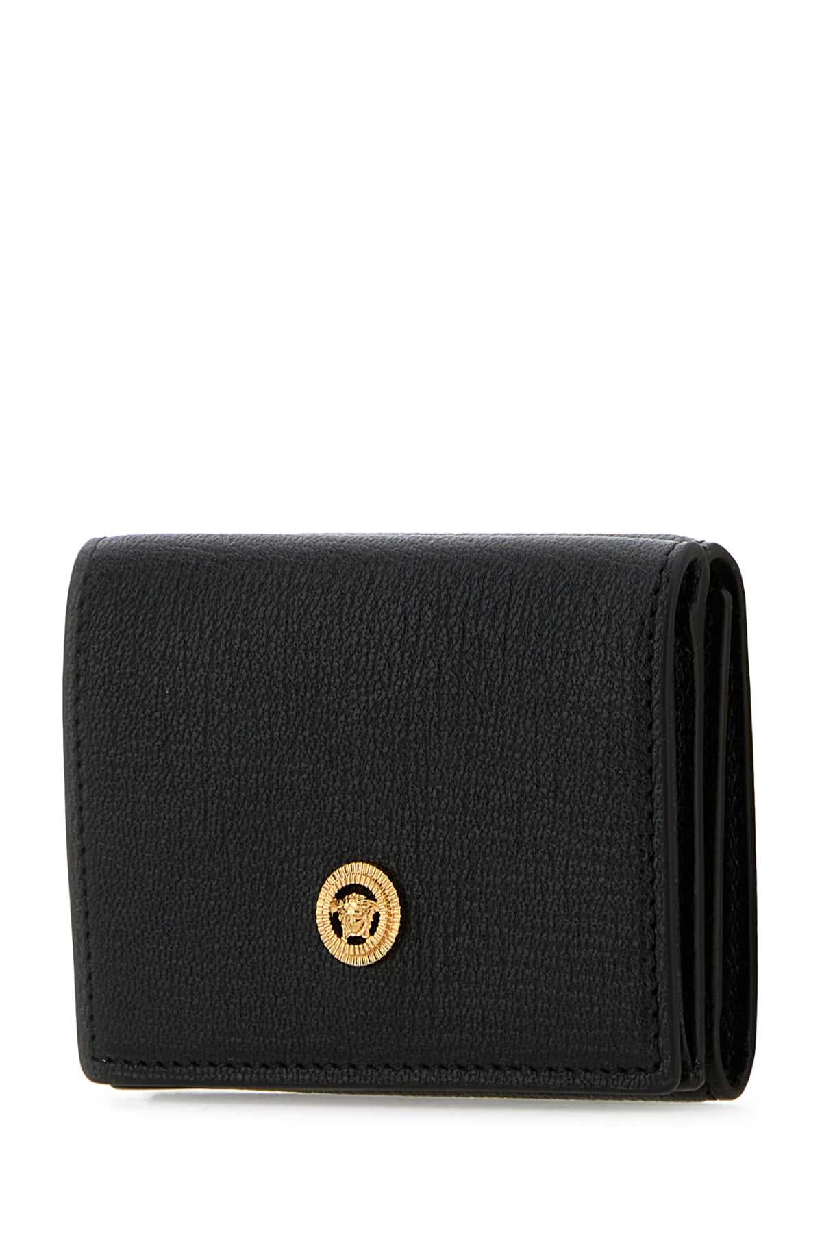 VERSACE TRIFOLD WALLET GOAT LEATHER For Men Exterior: 100% Ovine leather Finishing: Golden metal