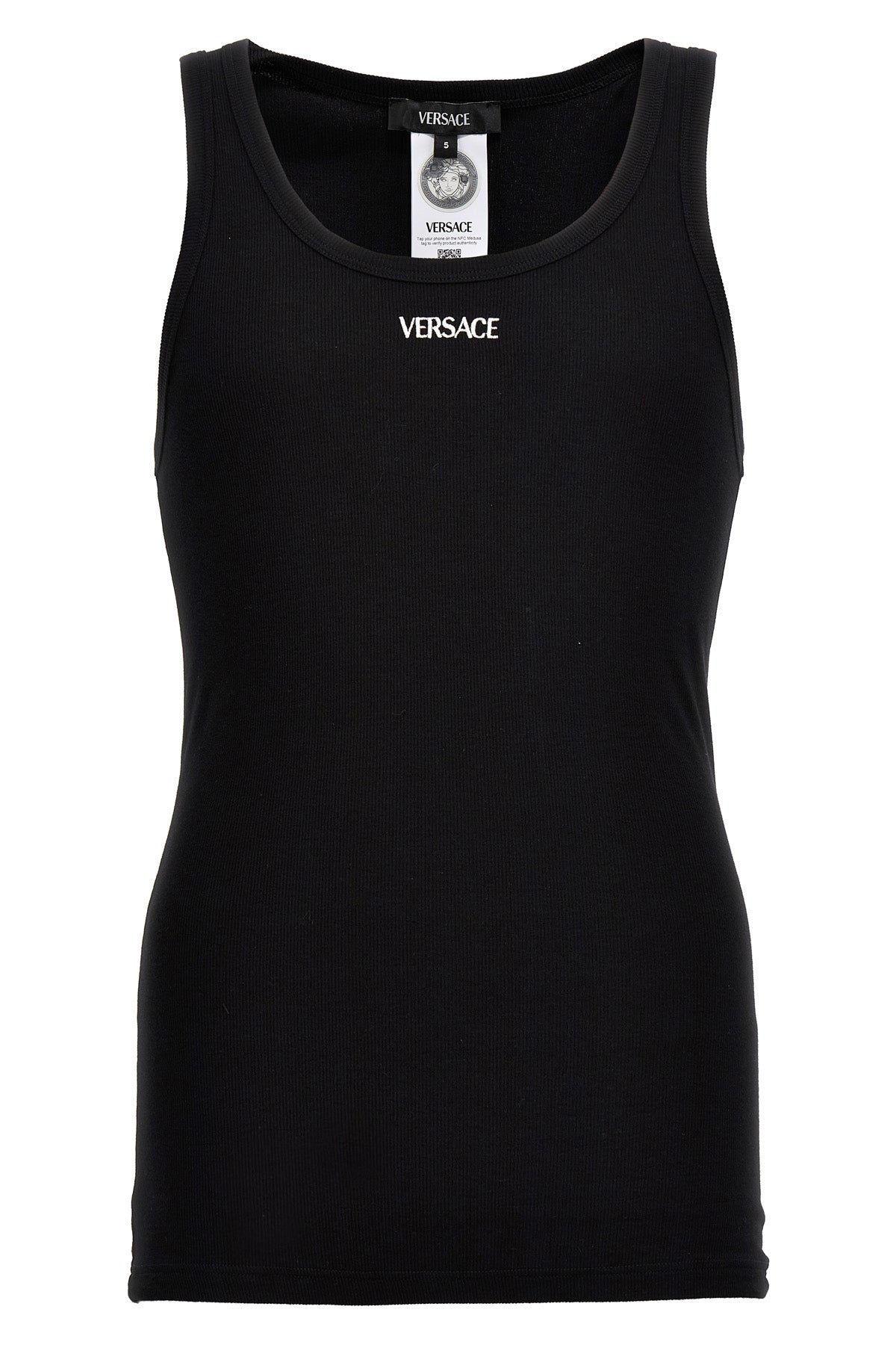VERSACE Logo embroidery tank top For Men 93% cotton, 7% elastane