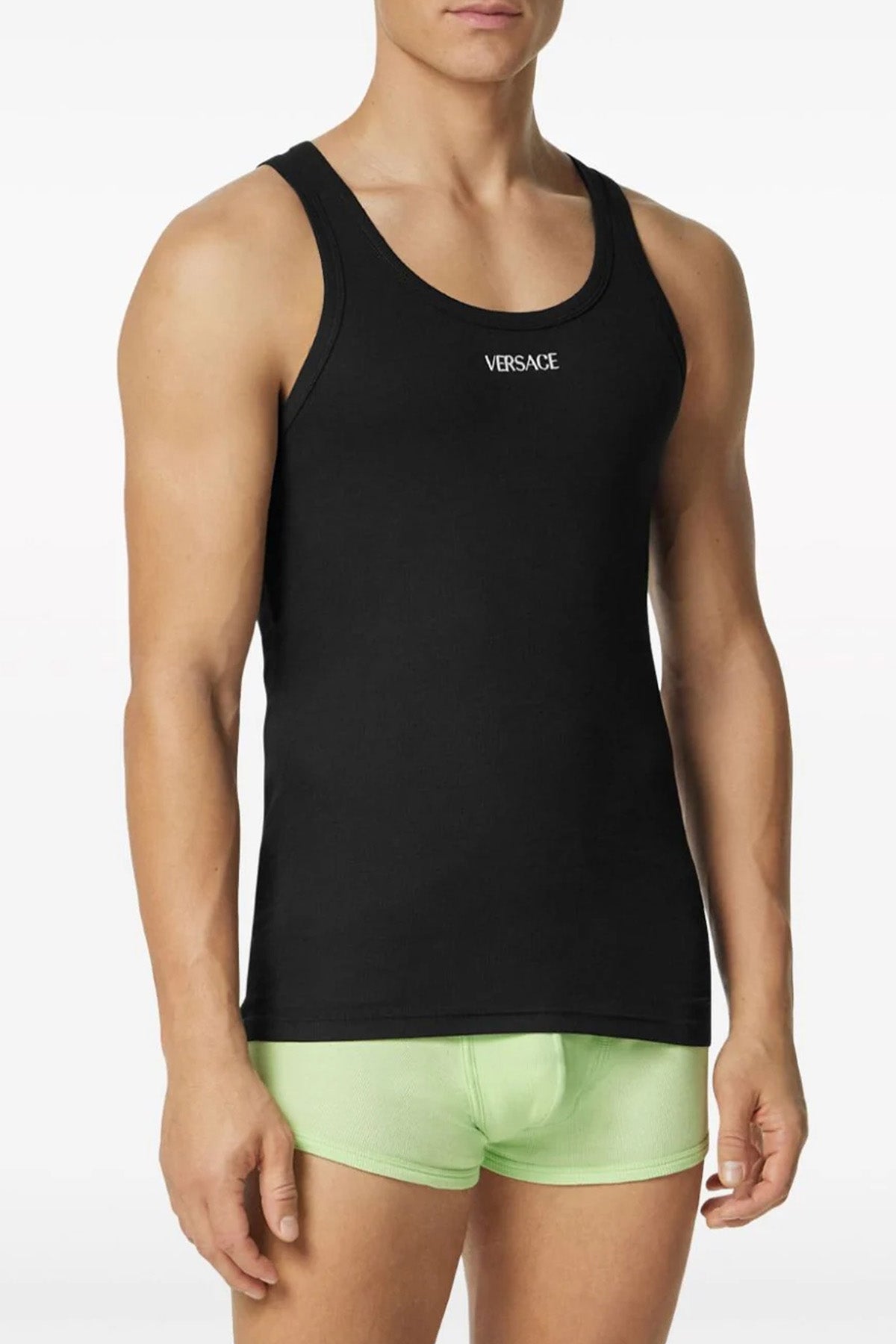 VERSACE Logo embroidery tank top For Men 93% cotton, 7% elastane