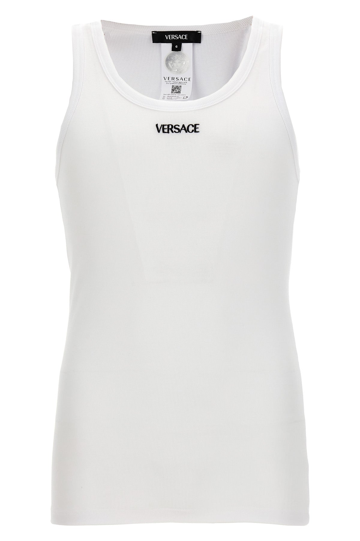 VERSACE Logo embroidery tank top For Men 93% cotton, 7% elastane