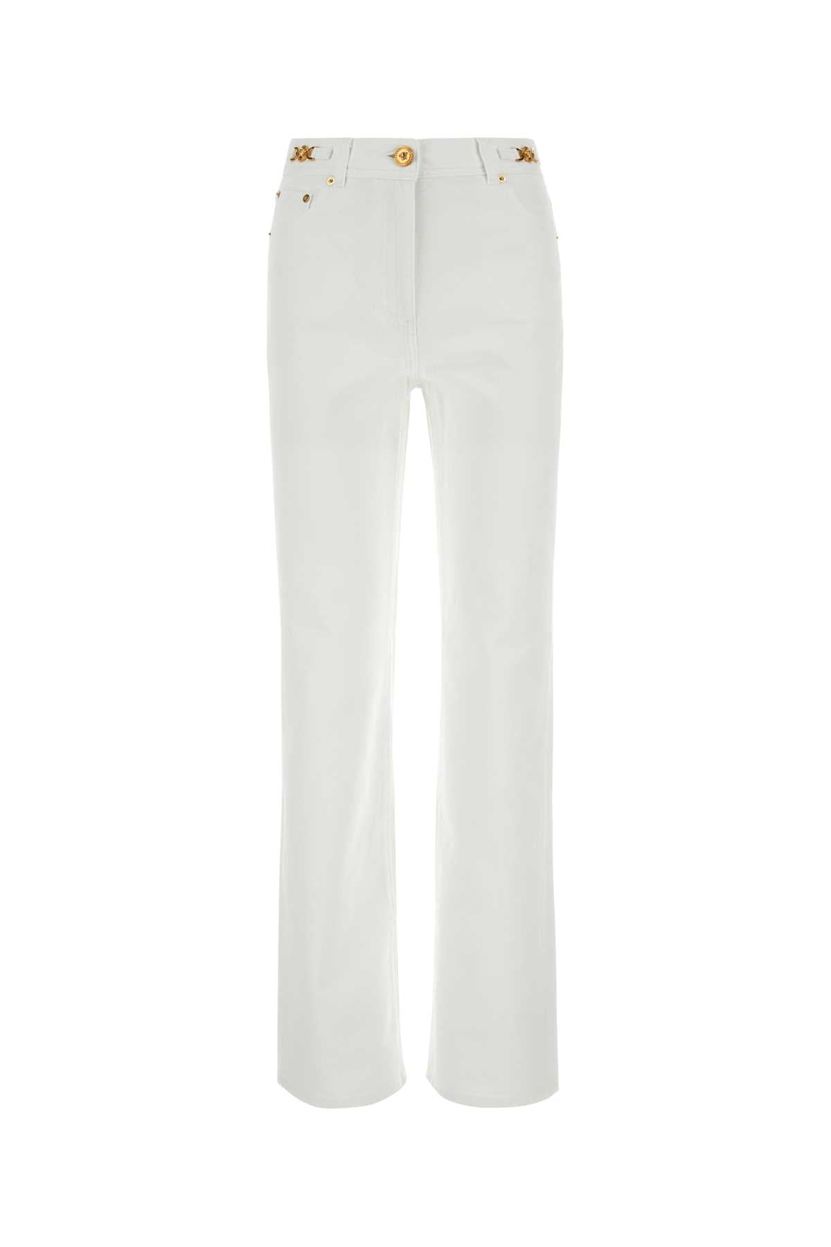 VERSACE PANT DENIM DENIM FABRIC WASHING SOFTENED For Women Exterior: 100% Cotton