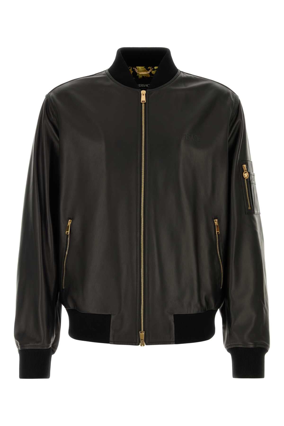 VERSACE BLOUSON LEATHER PLONGE' LEATHER For Men Exterior: 100% Lamb Lining: 100% Polyester
