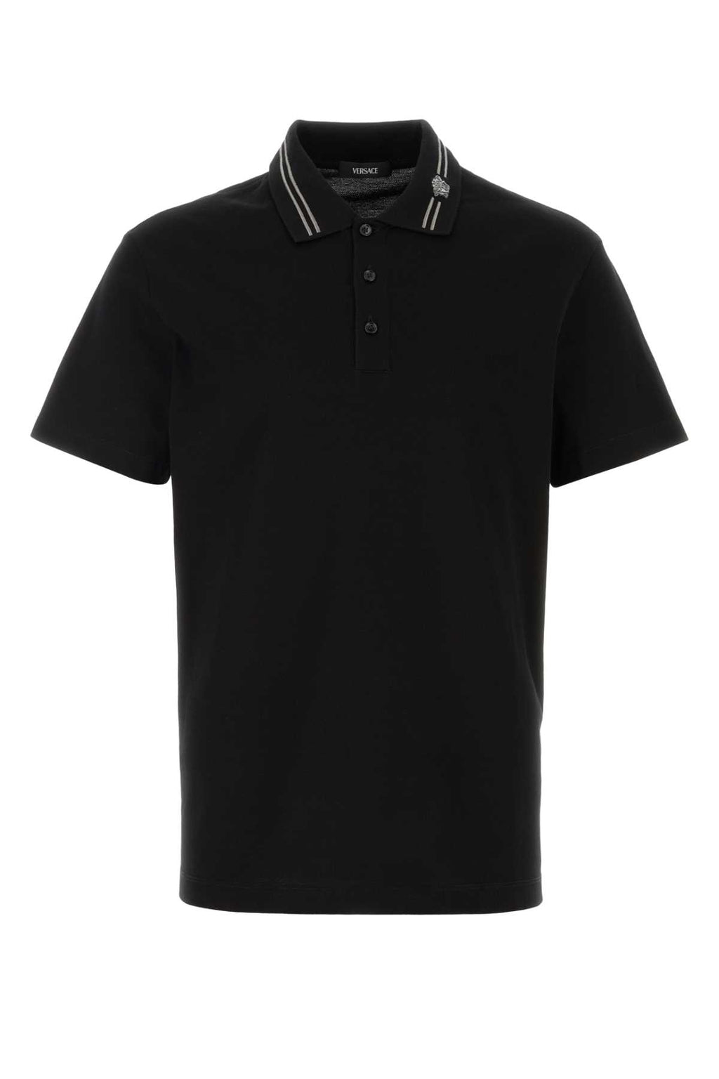 VERSACE POLO PIQUET FABRIC + MEDUSA EMBROIDERY ON THE COLL For Men Exterior: 100% Cotton