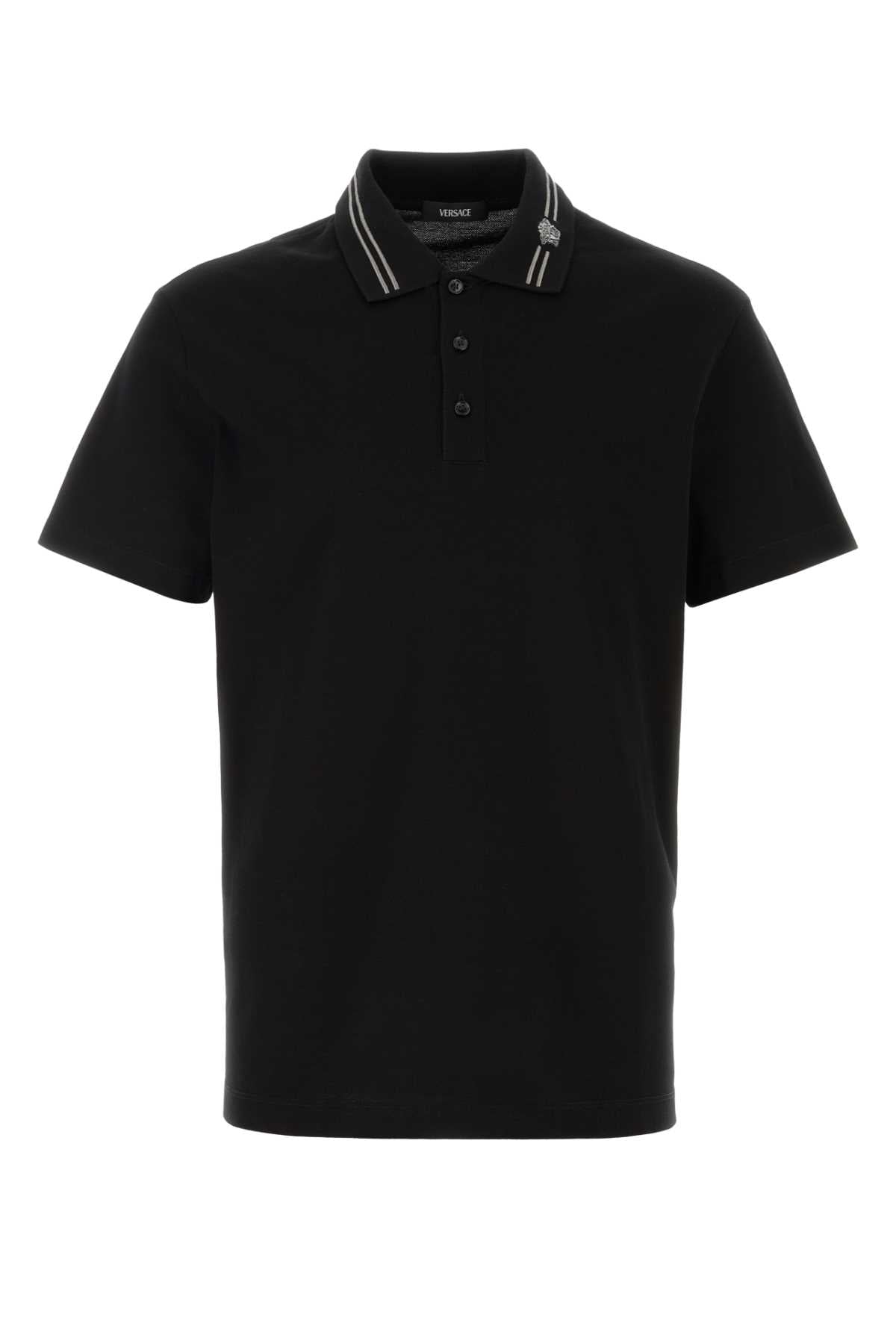 VERSACE POLO PIQUET FABRIC + MEDUSA EMBROIDERY ON THE COLL For Men Exterior: 100% Cotton