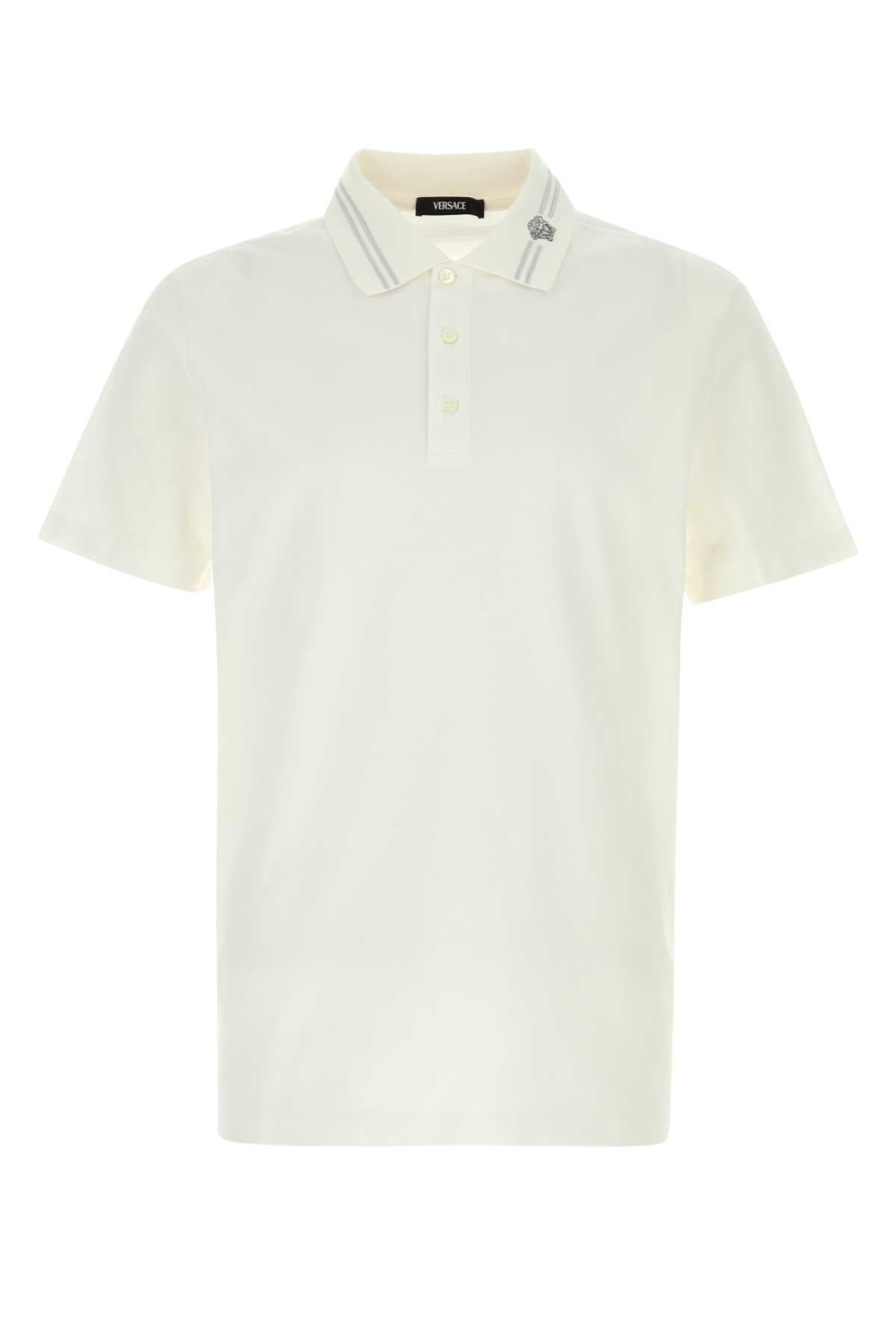 VERSACE POLO PIQUET FABRIC + MEDUSA EMBROIDERY ON THE COLL For Men Exterior: 100% Cotton