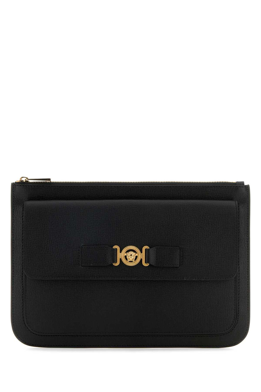 VERSACE BEAUTY CASE For Men Exterior: 100% Ovine leather Lining: 100% Nylon Finishing: Golden metal