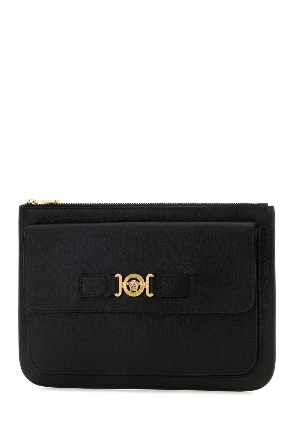 VERSACE BEAUTY CASE For Men Exterior: 100% Ovine leather Lining: 100% Nylon Finishing: Golden metal