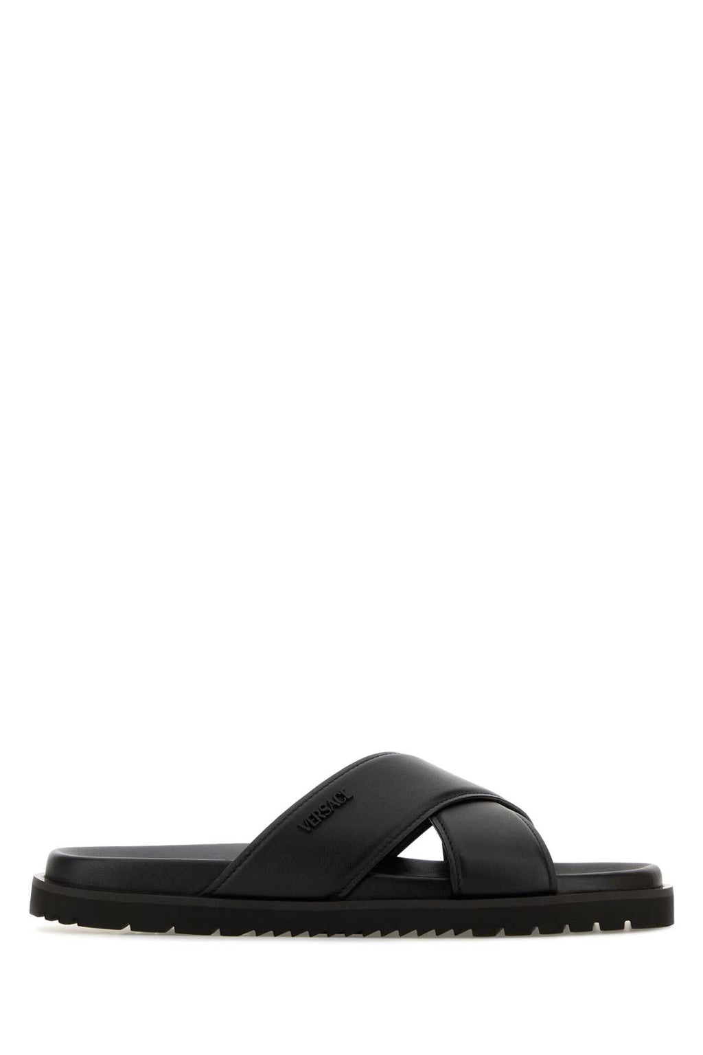 VERSACE SANDALS SOFT CALF LEATHER+ VERSACE MICROINJECTION For Men Exterior: 100% Calf Interior: 100% Leather Sole: Rubber