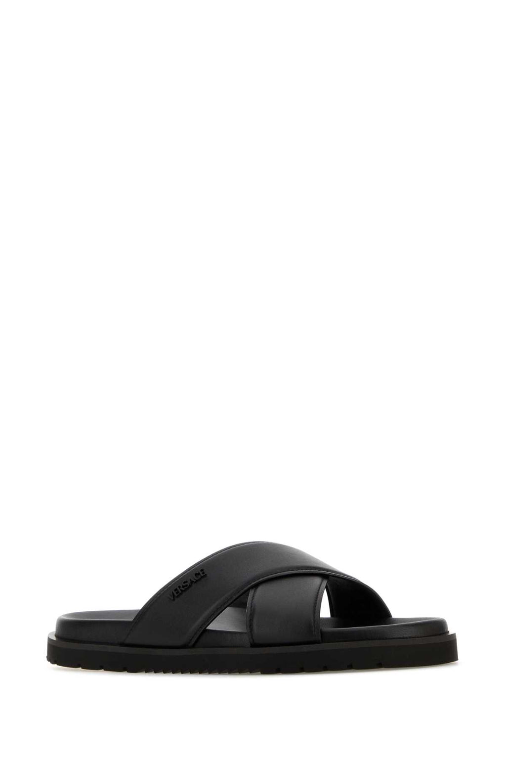 VERSACE SANDALS SOFT CALF LEATHER+ VERSACE MICROINJECTION For Men Exterior: 100% Calf Interior: 100% Leather Sole: Rubber
