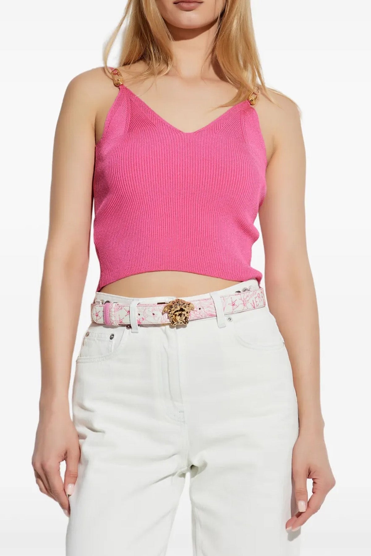 VERSACE 'Safety Pin' top For Women 83% viscose, 17% polyester
