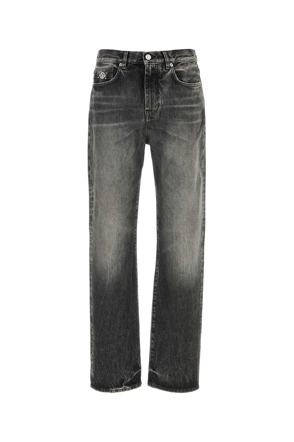 VERSACE PANT DENIM DENIM STONE WASH MEDIUM GREY For Men Exterior: 100% Cotton