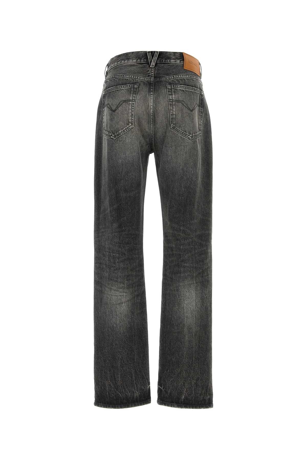 VERSACE PANT DENIM DENIM STONE WASH MEDIUM GREY For Men Exterior: 100% Cotton