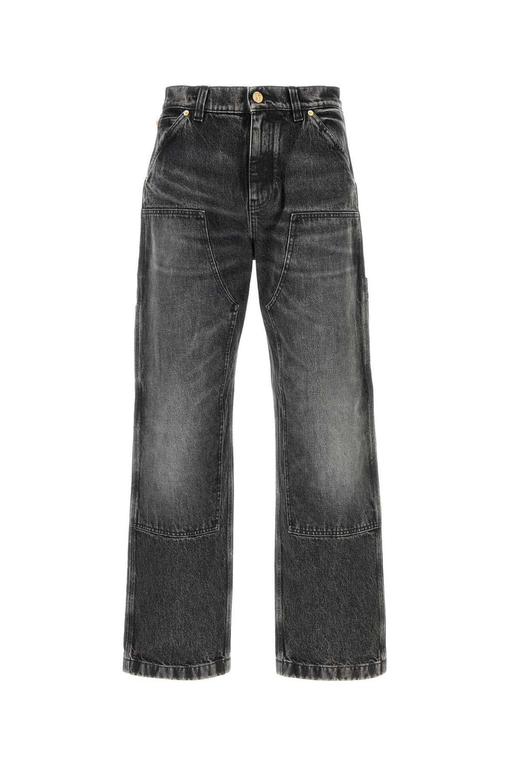 VERSACE PANT DENIM STONE WASH BLACK DENIM FABRIC For Men Exterior: 100% Cotton