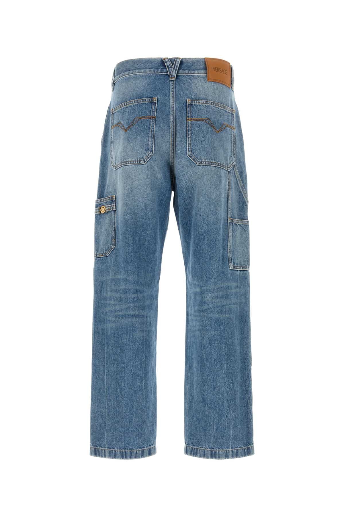 VERSACE PANT DENIM DENIM STONE WASH LIGHT BLUE For Men 