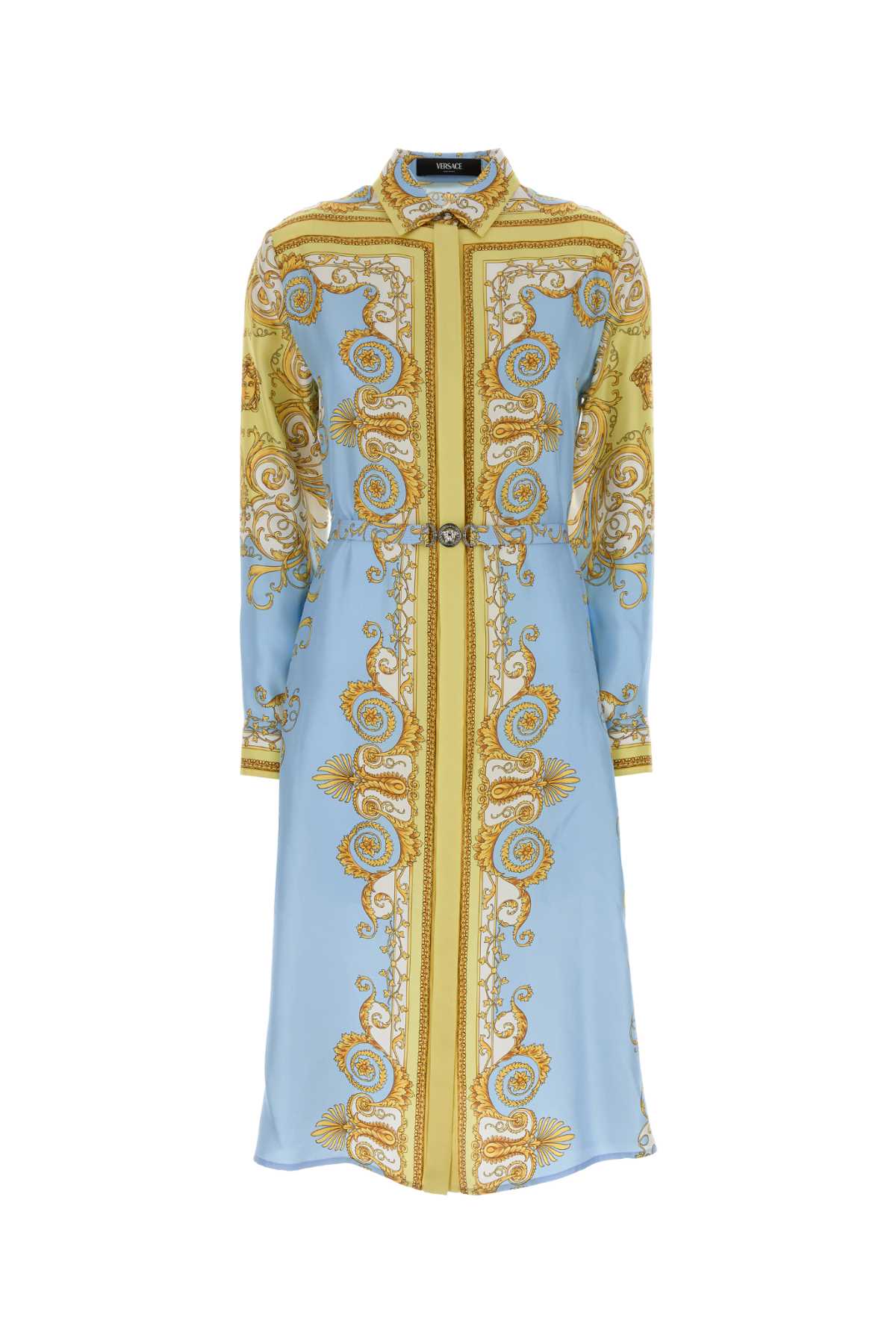 VERSACE DRESS SILK TWILL PRINT SPRING BAROCCO FOULARD PN 1 For Women Exterior: 100% Silk