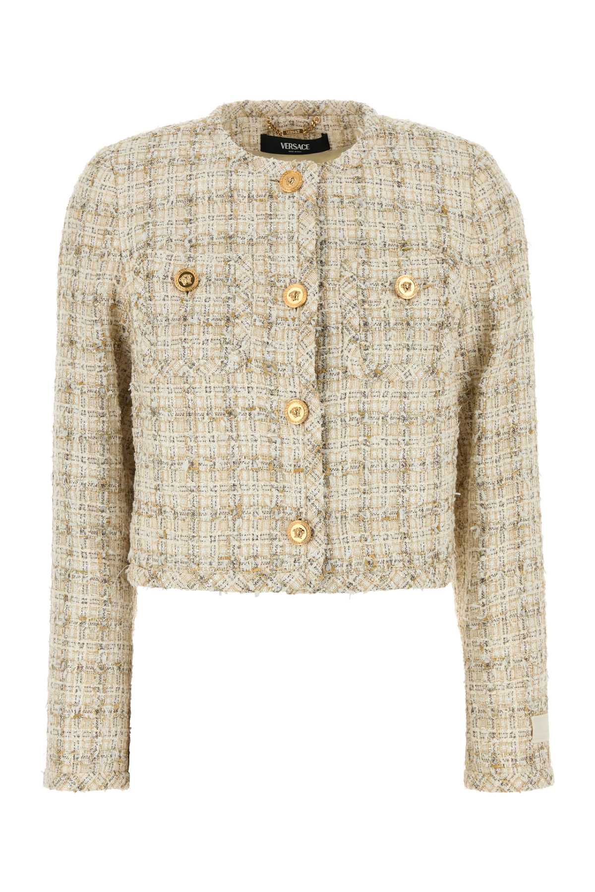VERSACE INFORMAL JACKET COTTON MIX FANCY TWEED