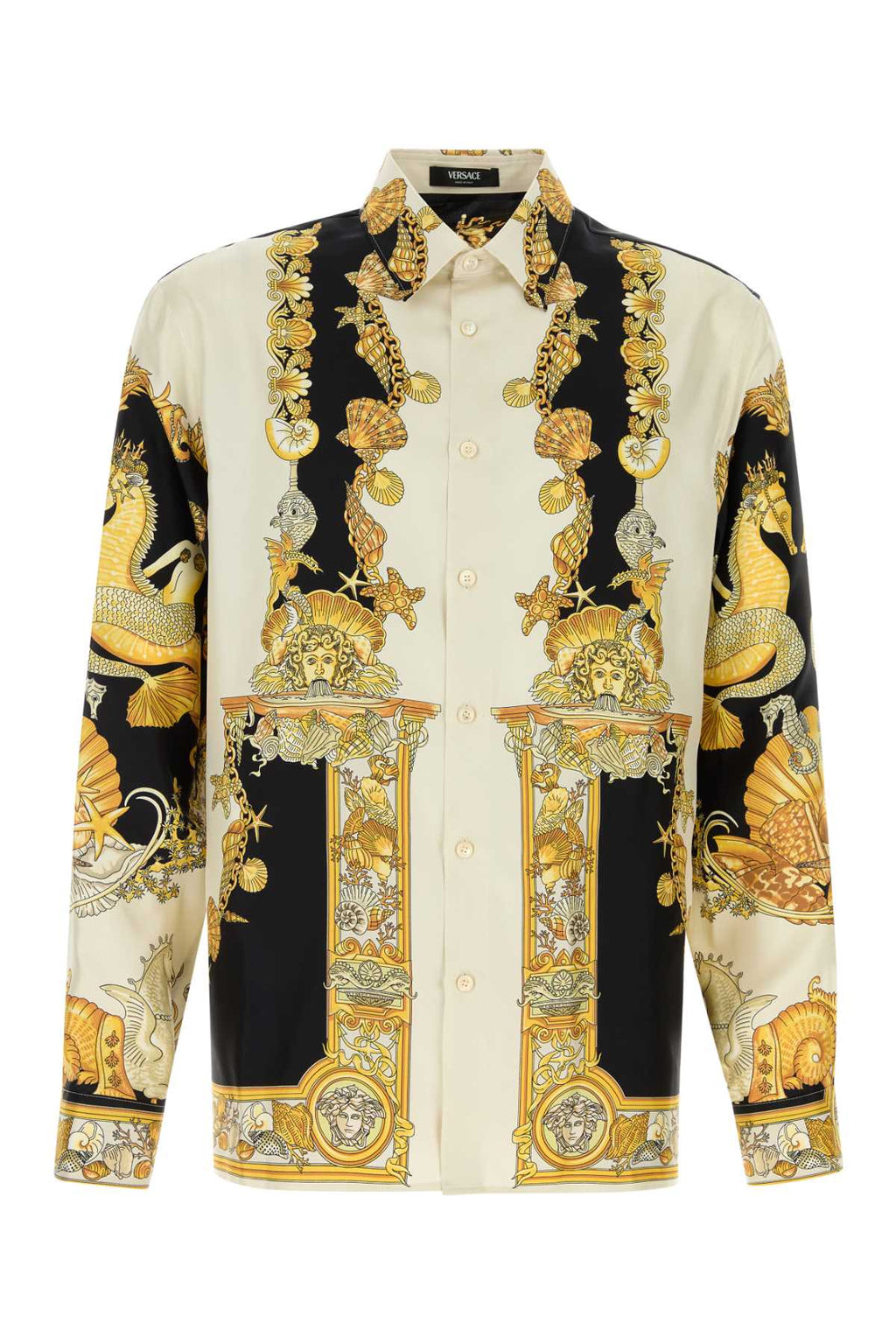 VERSACE INFORMAL SHIRT SILK TWILL CORAL THEATRE PRINT For Men 1.Outer Fabric:100% Silk