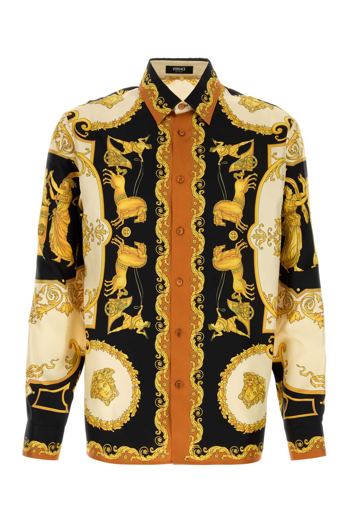 VERSACE INFORMAL SHIRT MYTHIC BAROQUE PRINT SILK TWILL For Men Exterior: 100% Silk