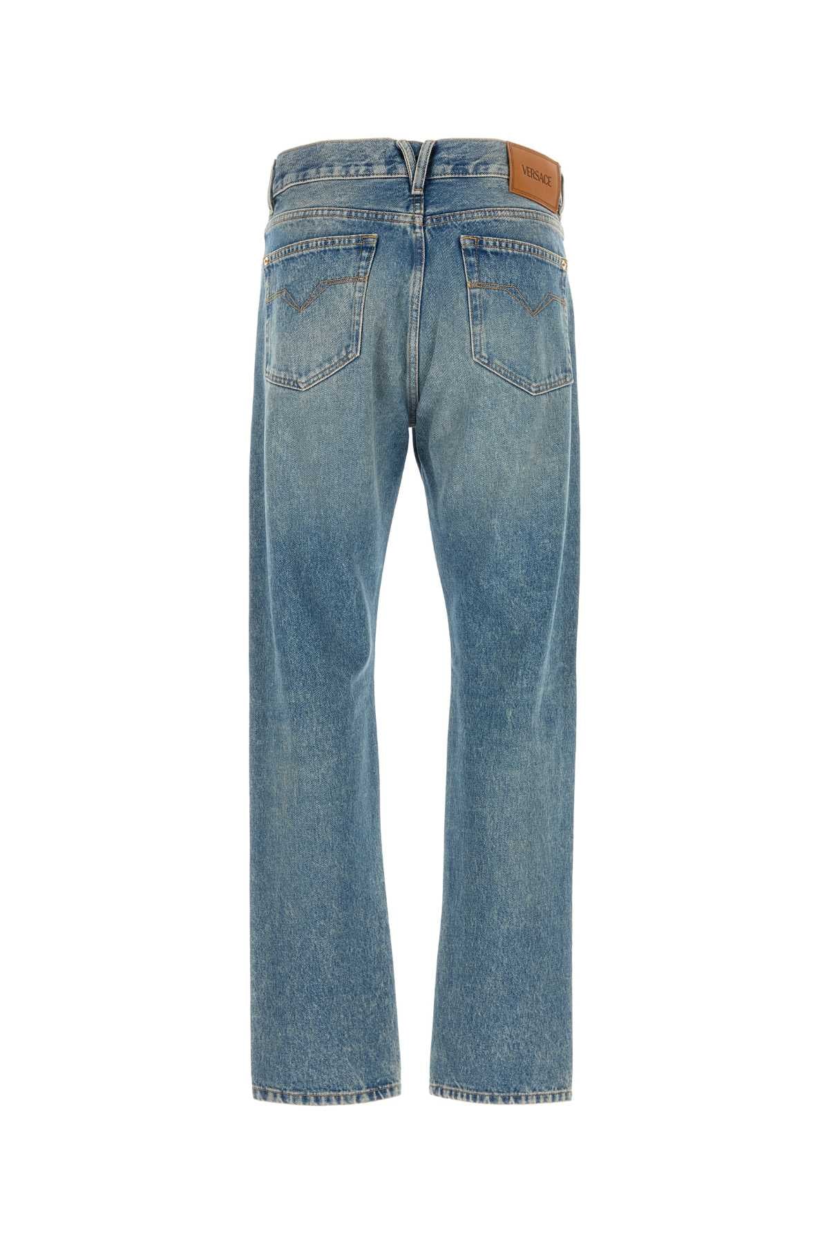 VERSACE PANT DENIM DENIM STOP WASH DIRTY INDIGO For Men 1.Outer Fabric:100% CottonTrim:100% Calf leather