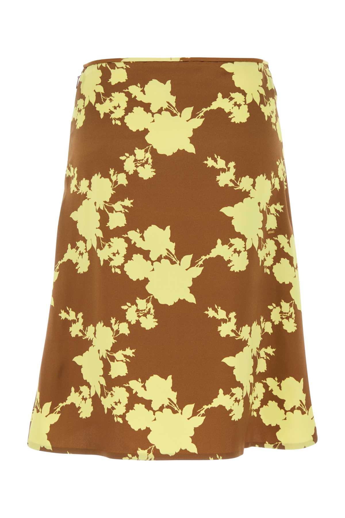 VERSACE SKIRT SILK CREPE SATIN PRINT WILD ROSES ALLOVER For Women Exterior: 100% Silk