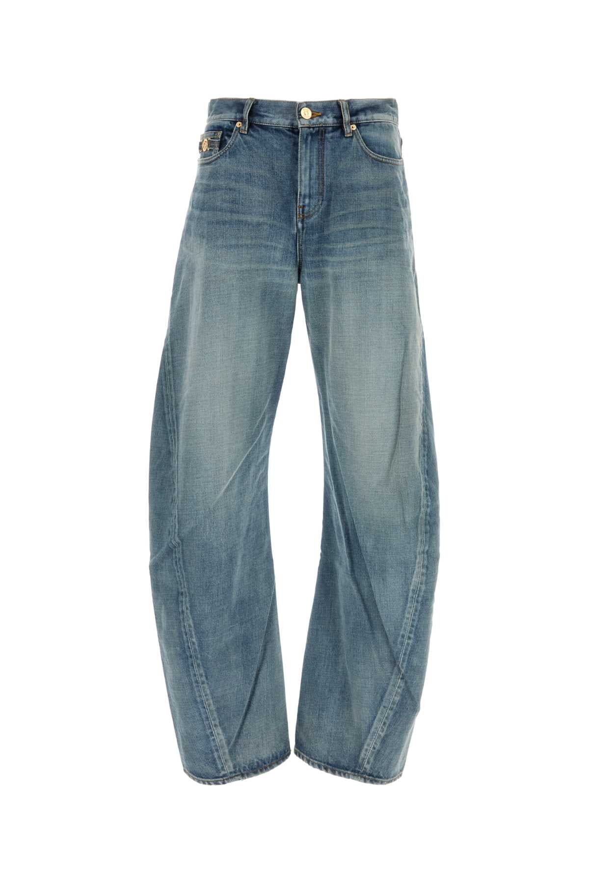 VERSACE PANT DENIM WASHED 2000S MEDIUM BLUE For Men Exterior: 100% Cotton