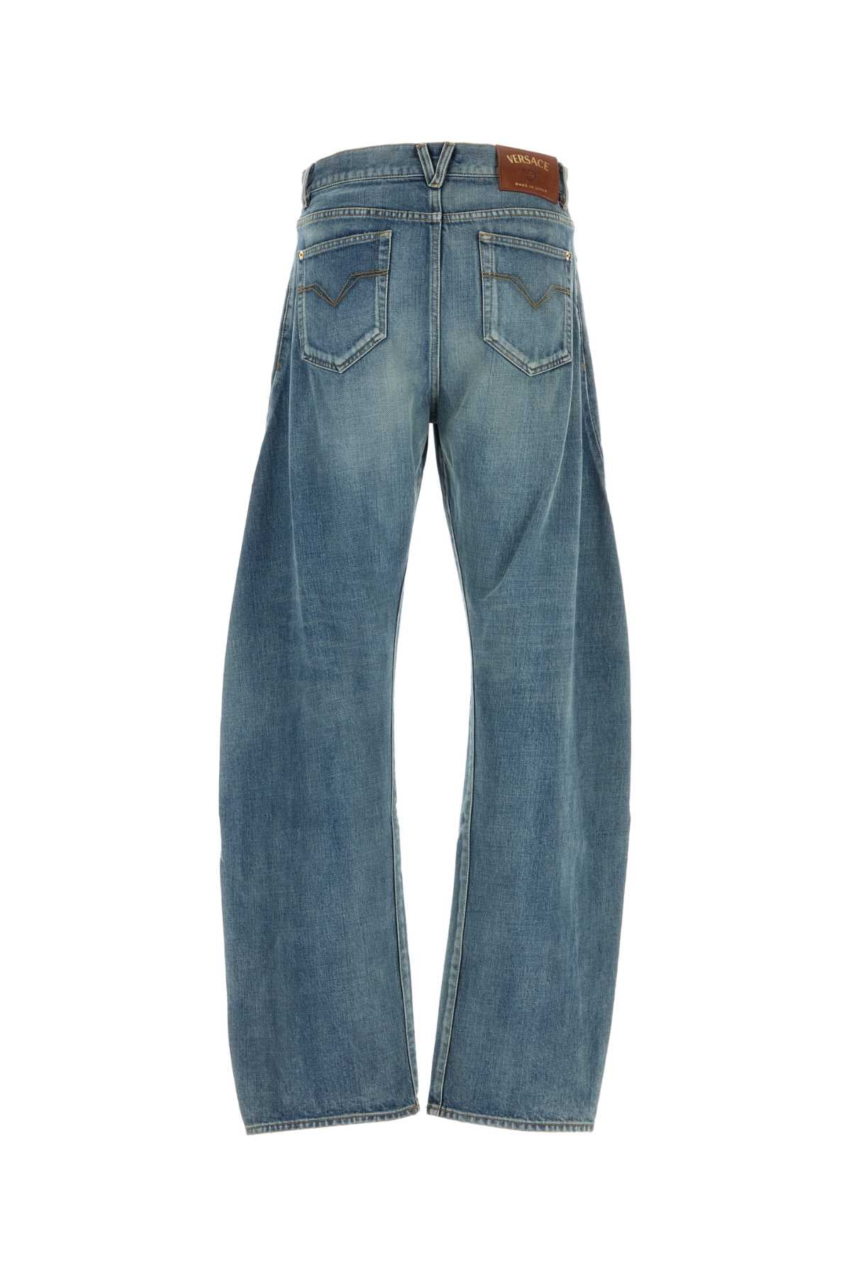 VERSACE PANT DENIM WASHED 2000S MEDIUM BLUE For Men Exterior: 100% Cotton