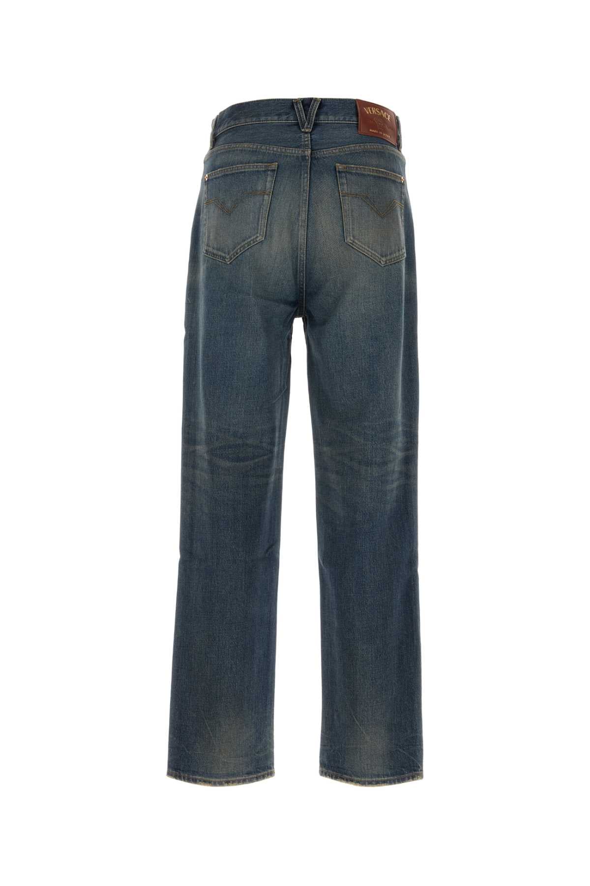VERSACE PANT DENIM DENIM STOP WASH DIRTY BLUE For Men 1.Outer Fabric:100% CottonTrim:100% Calf leather