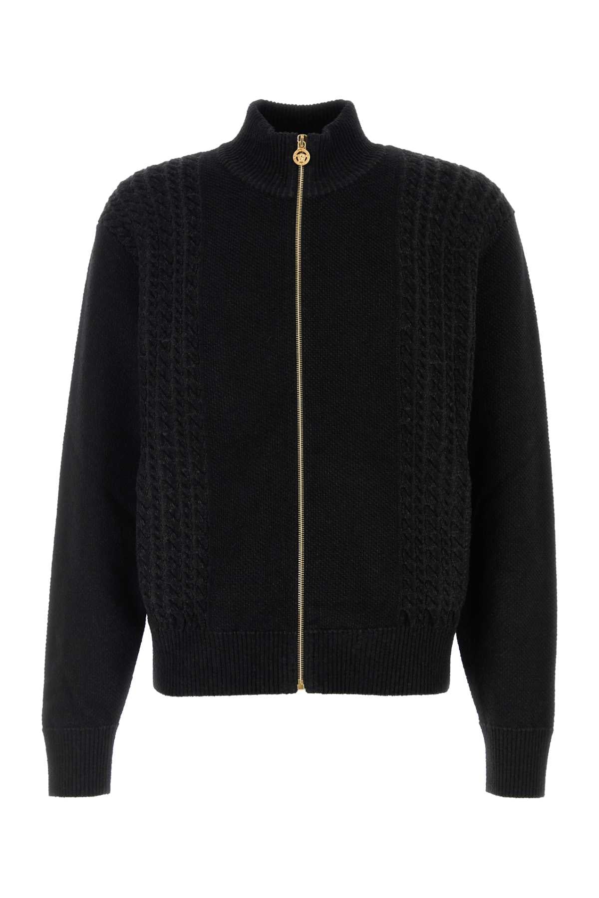 VERSACE KNIT SWEATER MEDUSA JACQUARD COTTON BLEND For Men 1.Outer Fabric:1% Elastane, 14% Nylon, 85% Cotton
