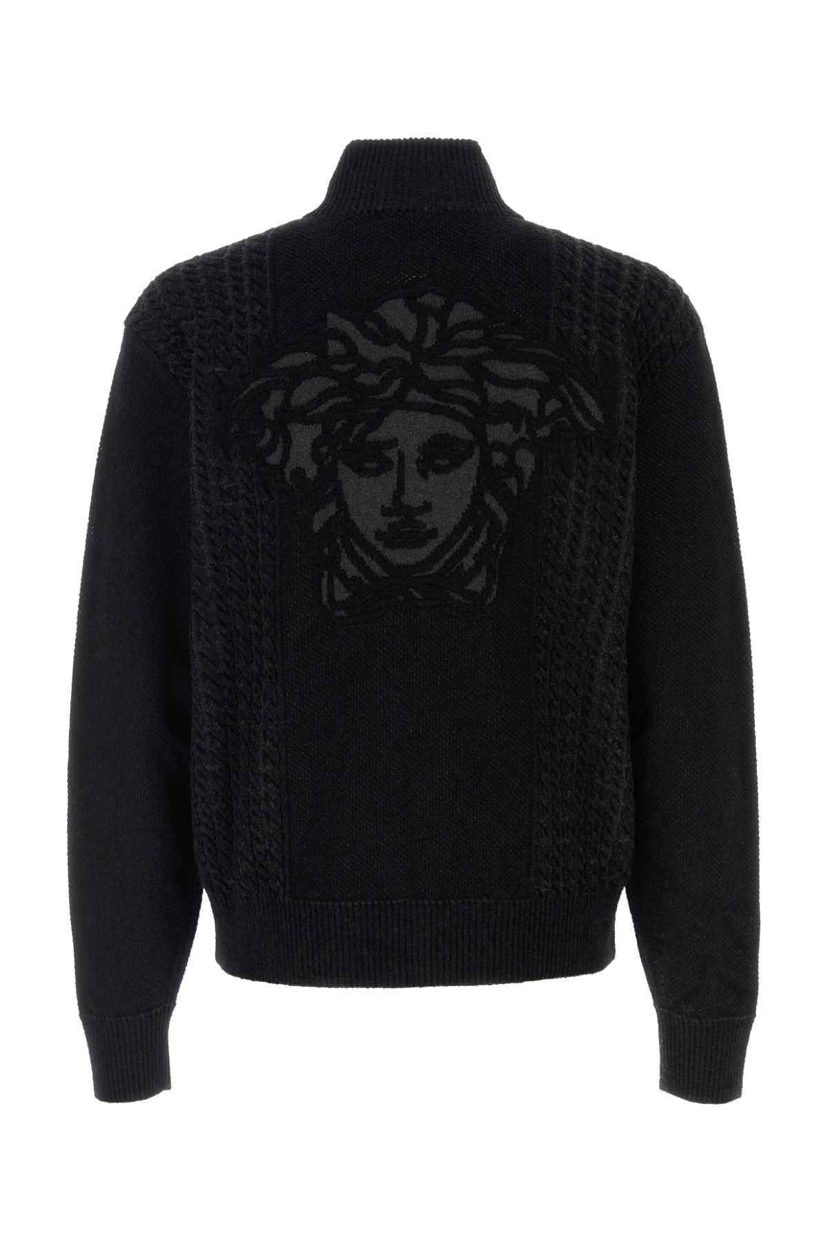 VERSACE KNIT SWEATER MEDUSA JACQUARD COTTON BLEND For Men 1.Outer Fabric:1% Elastane, 14% Nylon, 85% Cotton
