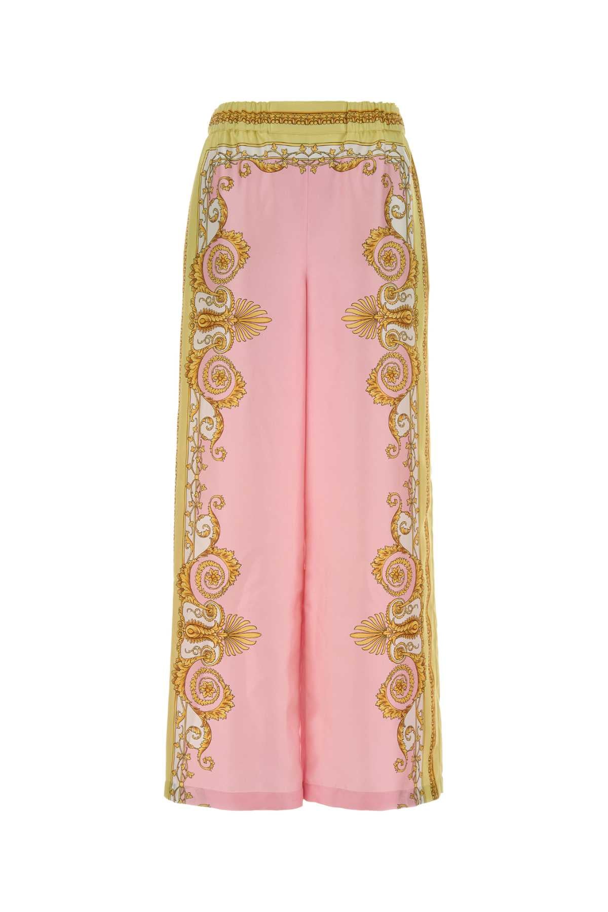 VERSACE INFORMAL PANT SPRING BAROCCO FOULARD ON SILK TWILL For Women Exterior: 100% Silk