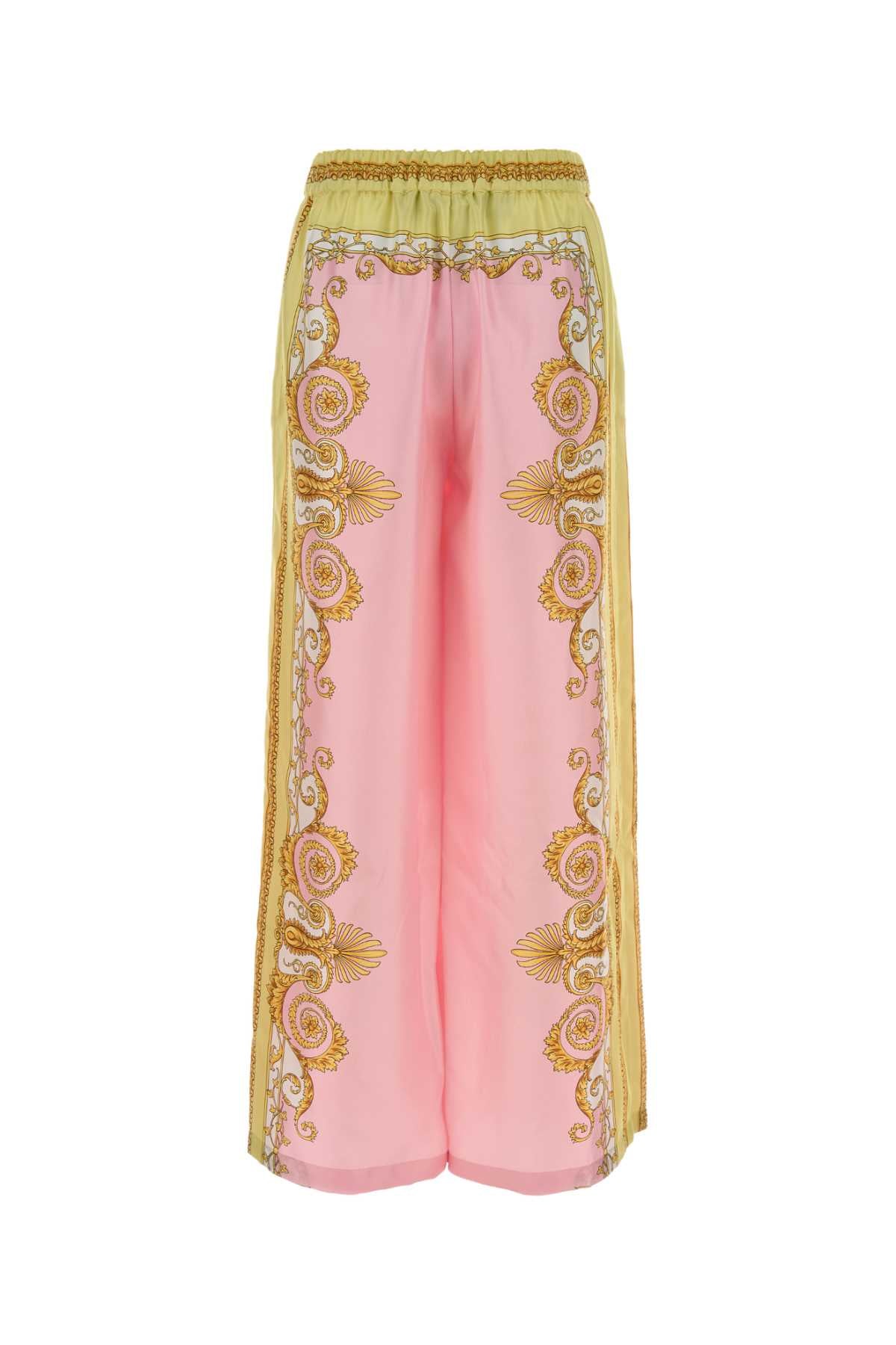 VERSACE INFORMAL PANT SPRING BAROCCO FOULARD ON SILK TWILL For Women Exterior: 100% Silk