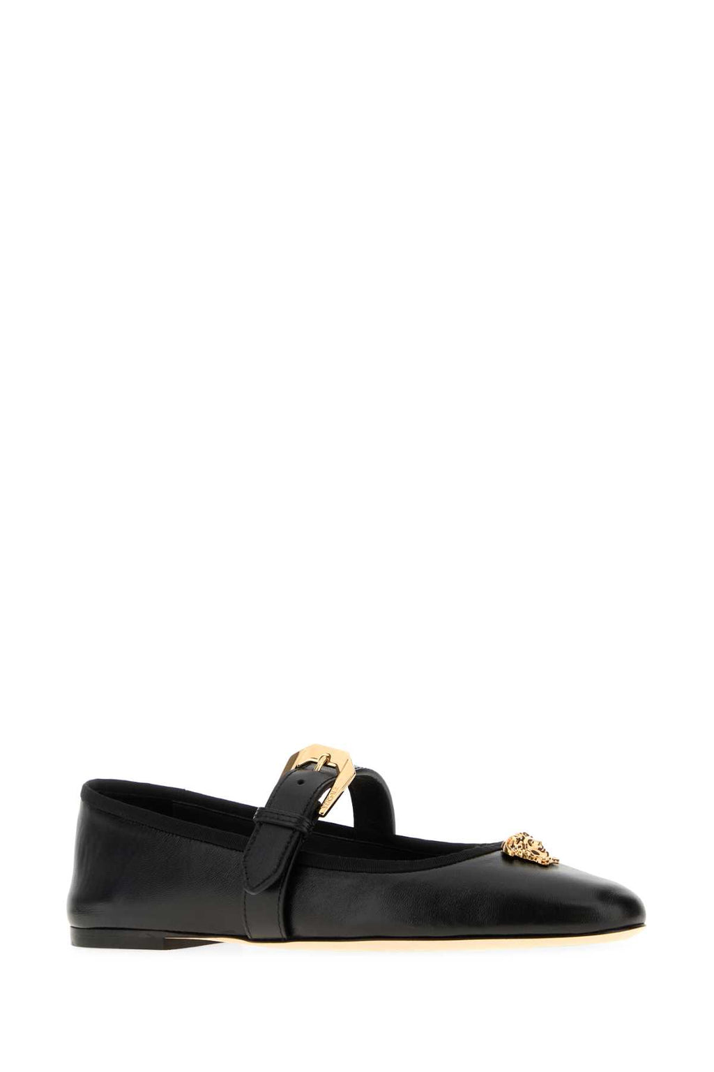 VERSACE FLATS T.05 LAMB LEATHER+CALF LEATHER For Women 2.Trim:41% Cotton, 59% ViscoseLining 1:100% Lamb SkinOutside:100% Lamb SkinSole:100% Calf leatherTrim:100% Calf leather