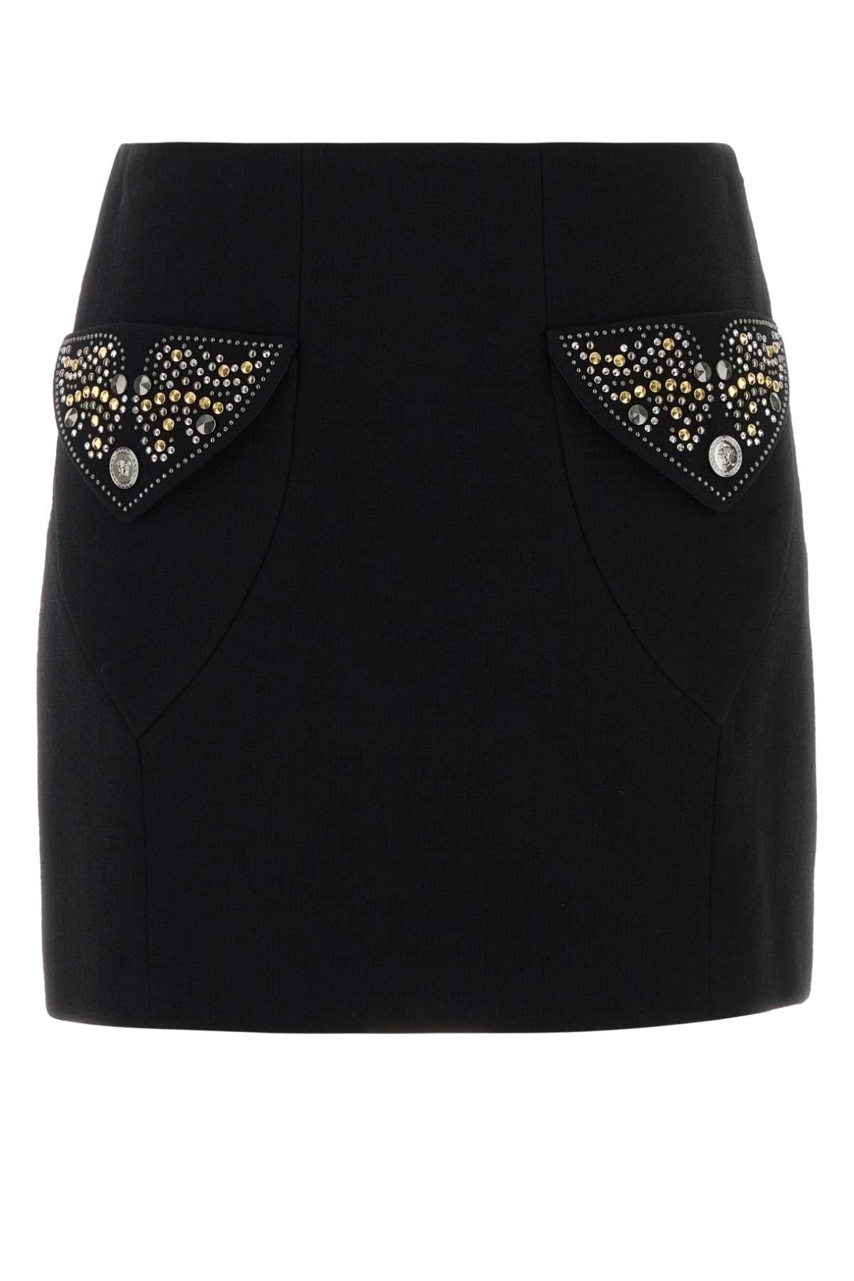 VERSACE SKIRT RESPONSIBLE LIGHT WEIGHT DOUBLE WOOL CREPE For Women 1.Outer Fabric:100% Pure Virgin Wool2.Lining:100% SilkLining 1:25% Silk, 75% Acetate