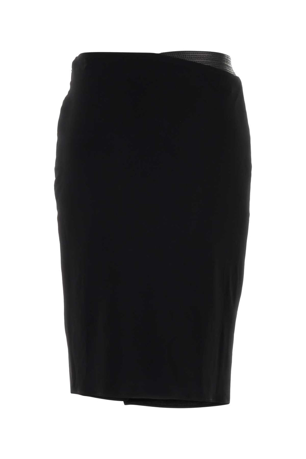 VERSACE SKIRT RESPONSIBLE STRETCH CREPE JERSEY For Women 1.Outer Fabric:5% Elastane, 95% Viscose2.Lining:25% Silk, 75% AcetateInner 1:28% Silk, 72% PolyesterLining 1:5% Elastane, 95% ViscoseTrim:100% Lamb Skin