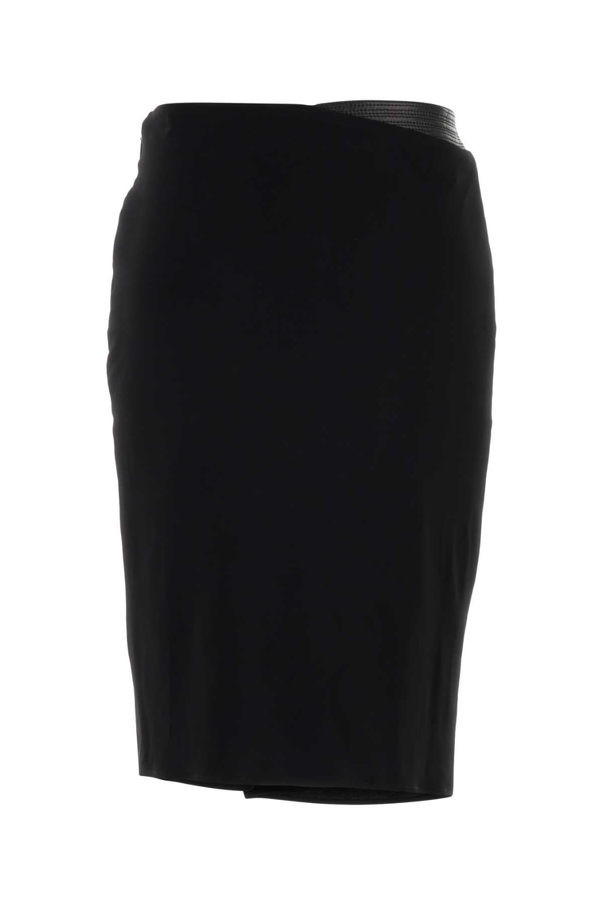 VERSACE SKIRT RESPONSIBLE STRETCH CREPE JERSEY For Women 1.Outer Fabric:5% Elastane, 95% Viscose2.Lining:25% Silk, 75% AcetateInner 1:28% Silk, 72% PolyesterLining 1:5% Elastane, 95% ViscoseTrim:100% Lamb Skin
