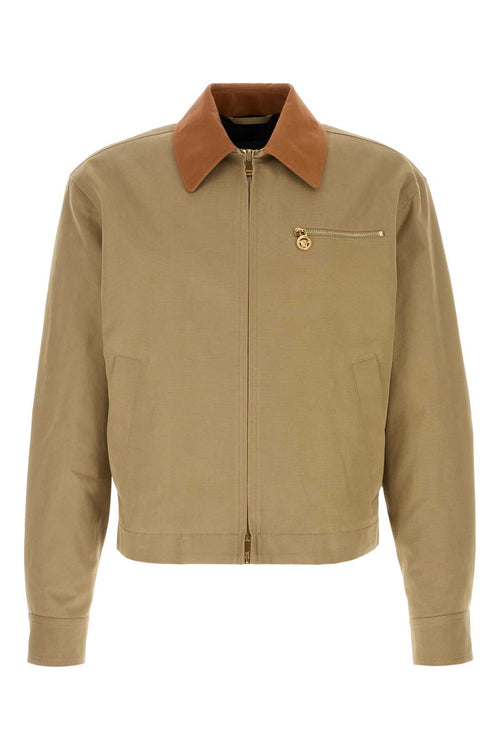 VERSACE BLOUSON COTTON CANVAS FABRIC + LEATHER CONTRAST For Men Exterior: 100% Cotton Lining: 100% Cupro